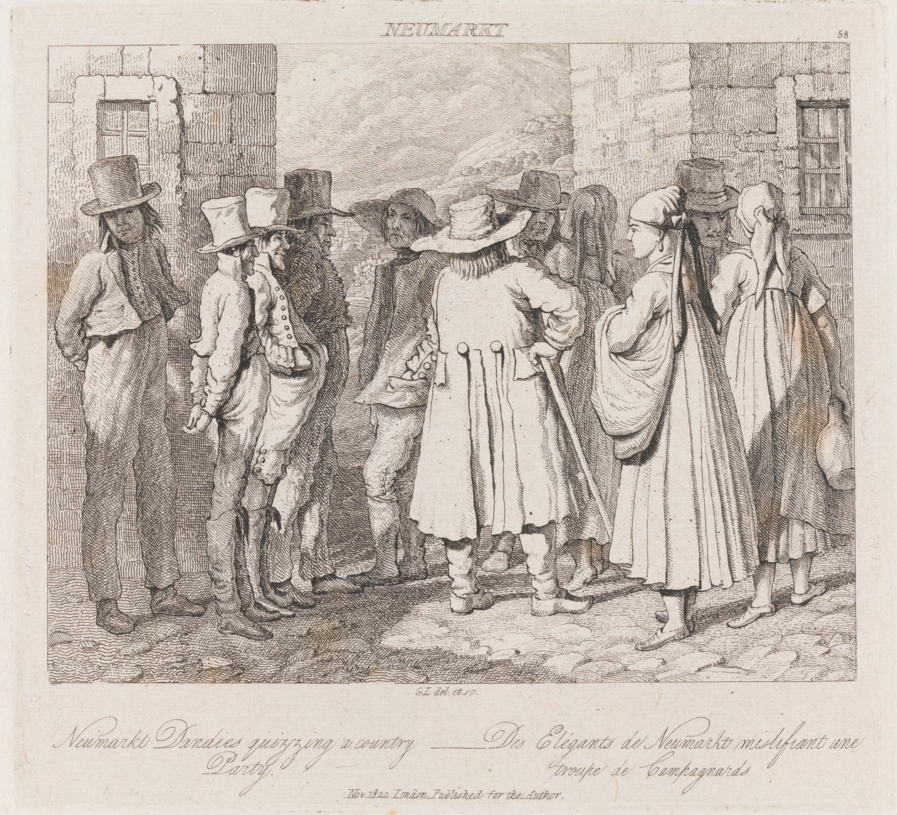 Dandies, Neumarket, ca. 1821 (radering) av George Robert Lewis