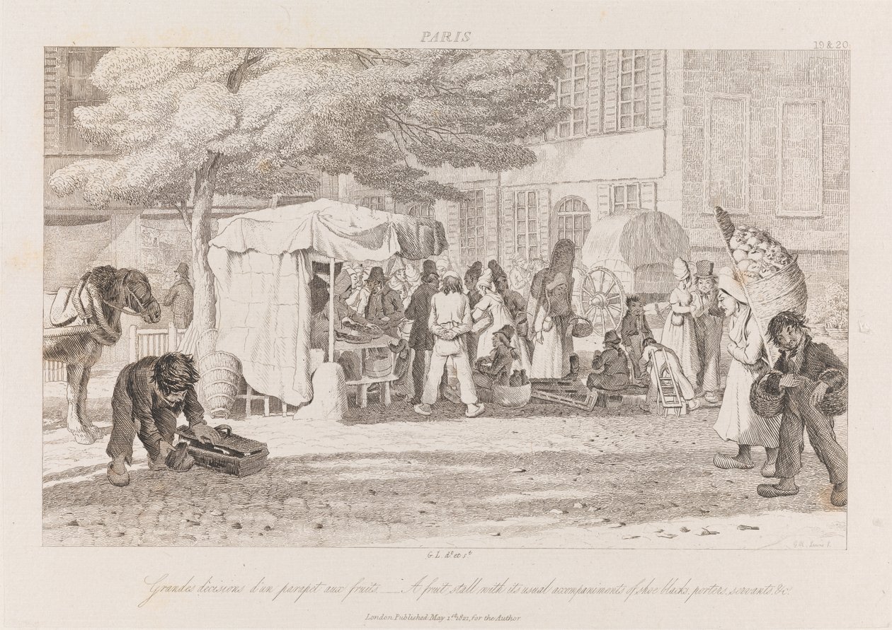 Fruktbod, Paris, ca. 1821 (radering) av George Robert Lewis