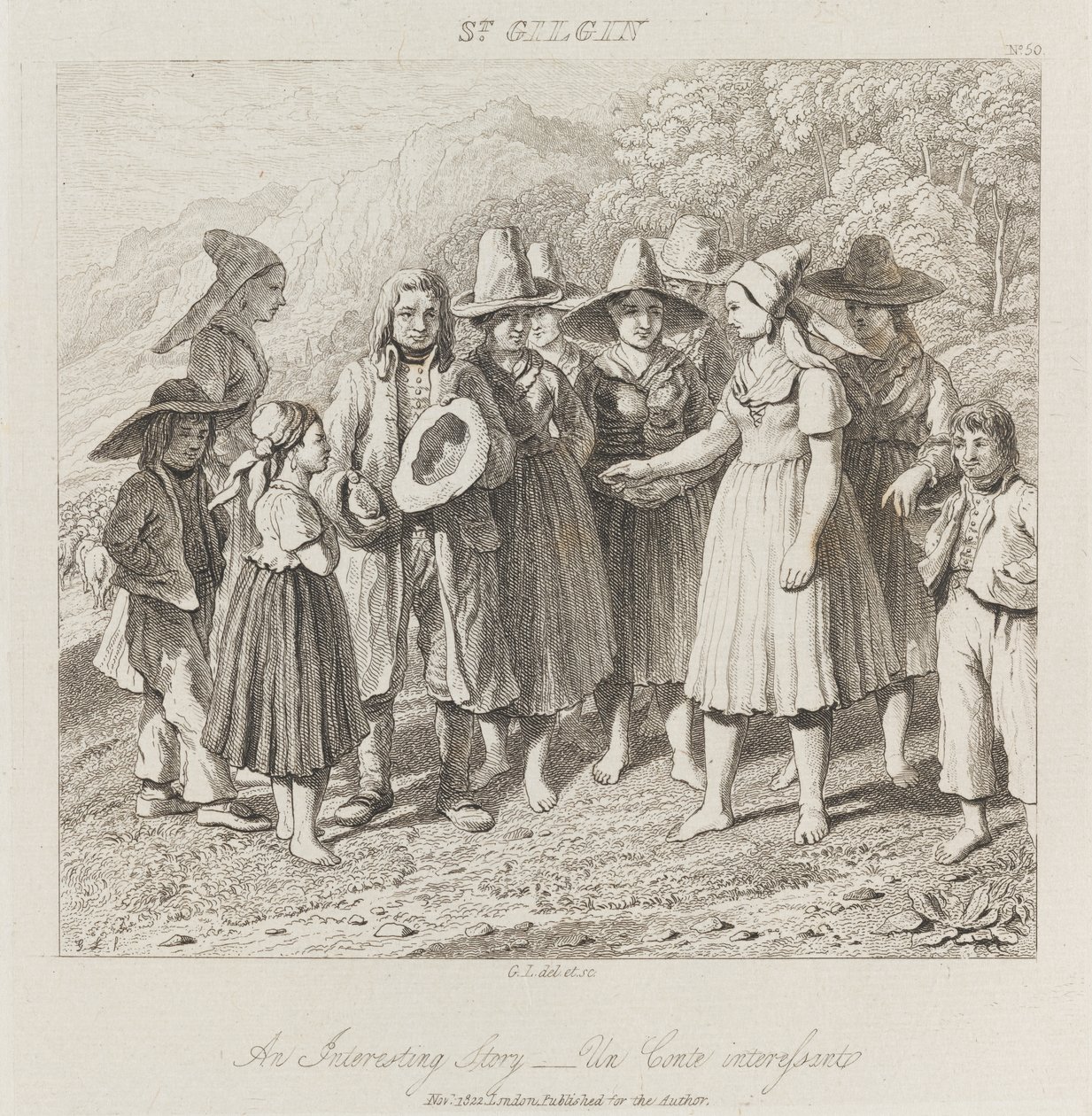 Interessant historie, St. Gilgin, ca. 1821 (radering) av George Robert Lewis