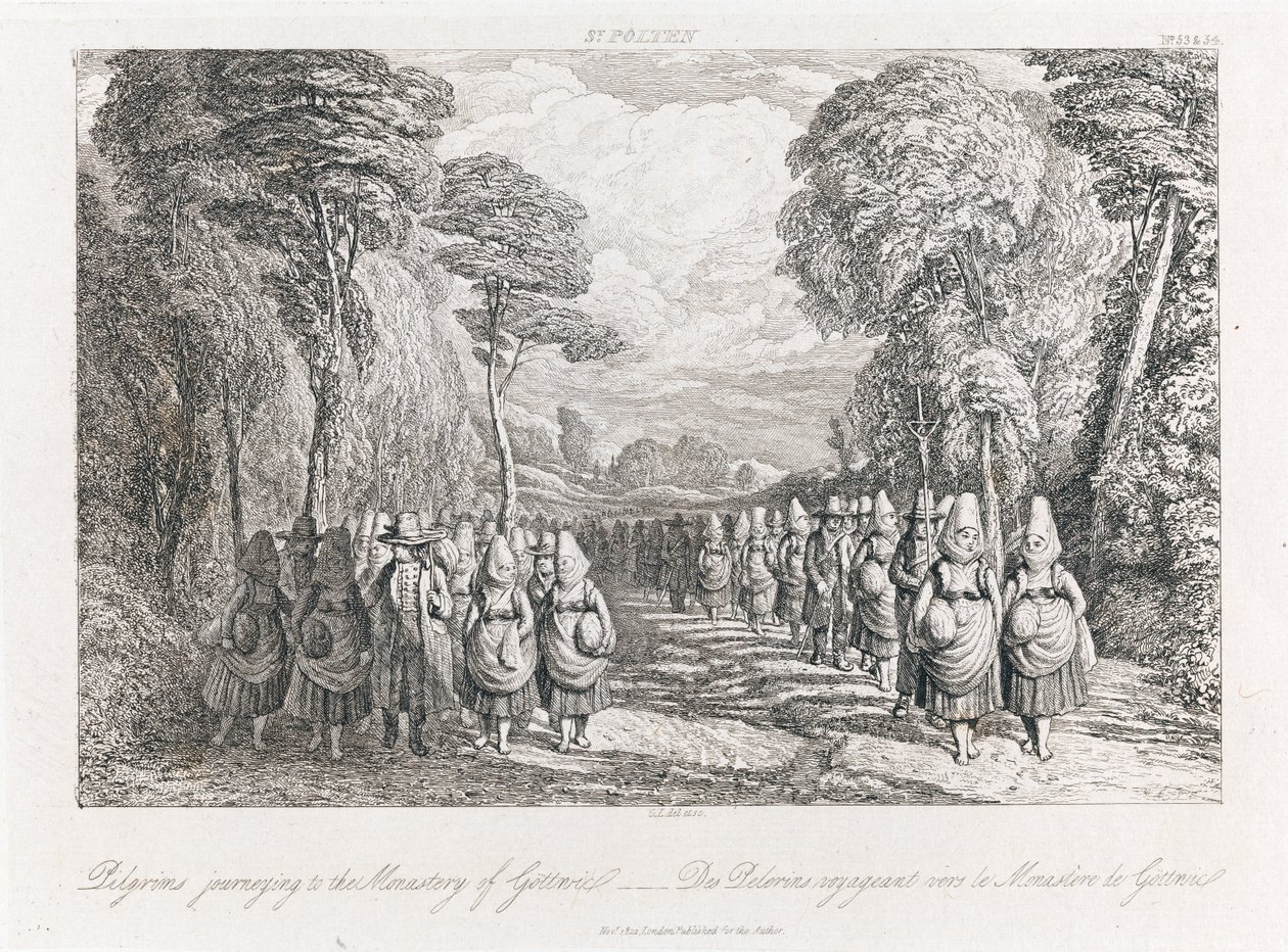 St. Polten - Pilgrims, ca. 1821 (radering) av George Robert Lewis