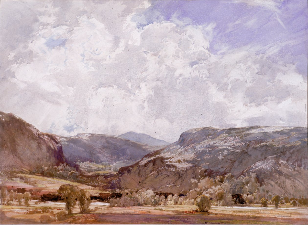 Conwy Valley - Midday (kroppsfarge på papir) av George Robert Rushton