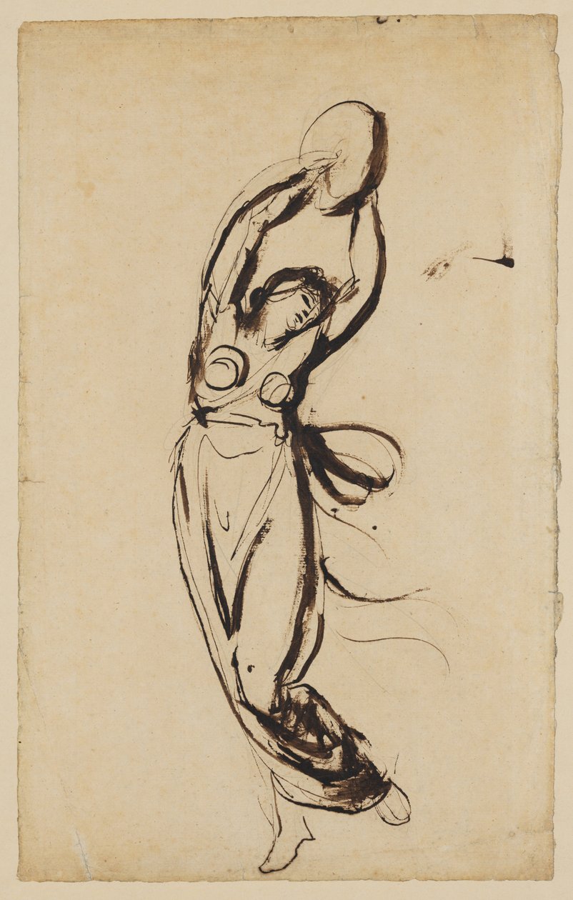 En nymfe som danser med en tamburin av George Romney