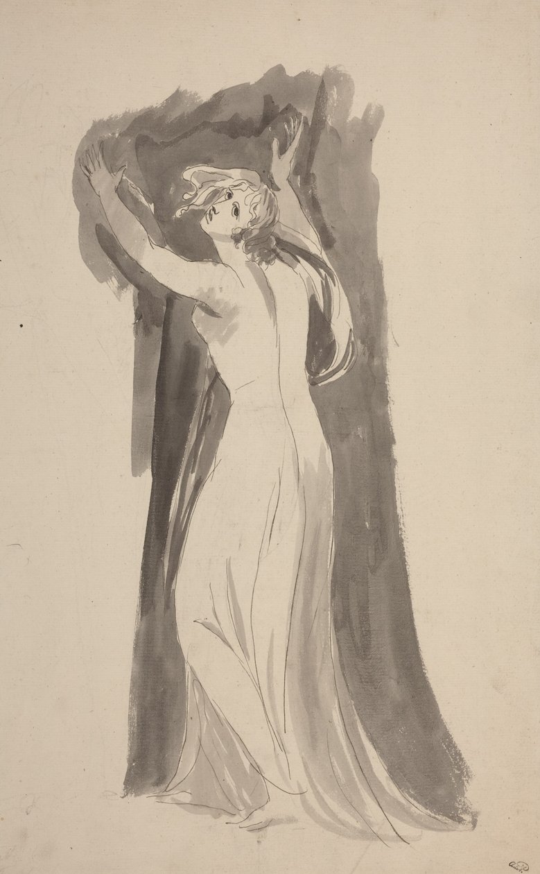 En studie av Miranda i «Stormen» av George Romney