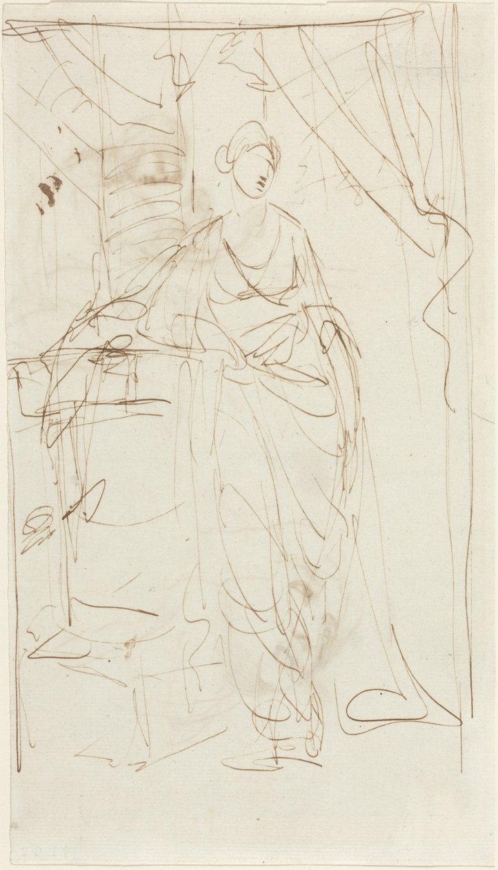 En elegant dame i klassisk antrekk [forsiden] av George Romney