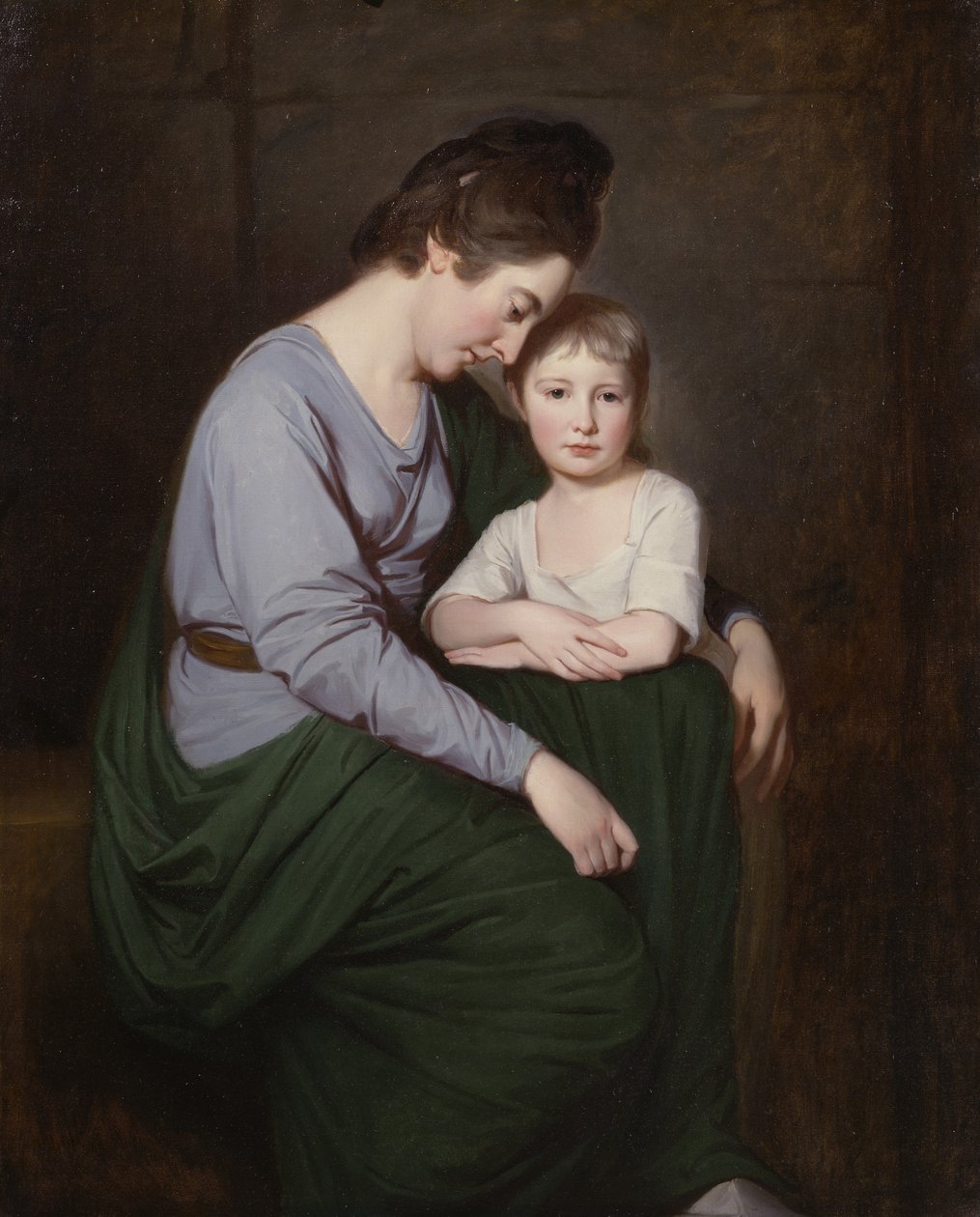 Ann Wilson med sin datter, Sybill, ca. 1776-77 (olje på lerret) av George Romney
