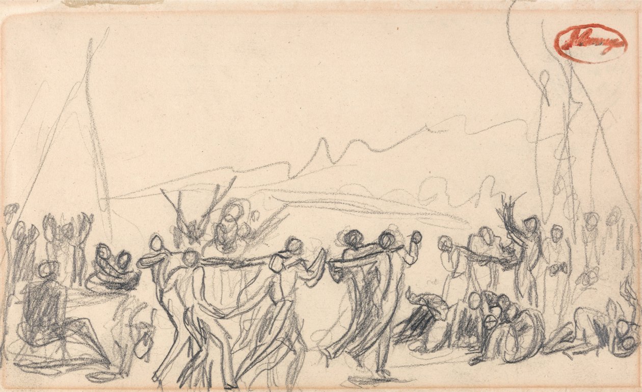 En bacchanalsk scene (muligens fra før syndfloden) av George Romney