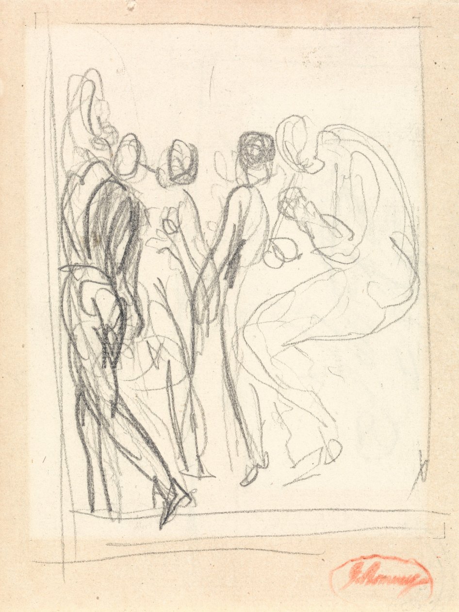 Dansere og musikere, sannsynligvis til «L’Allegro» av George Romney