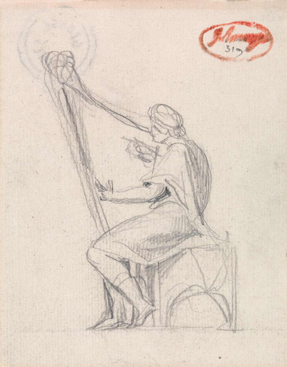 David spiller på harpe av George Romney