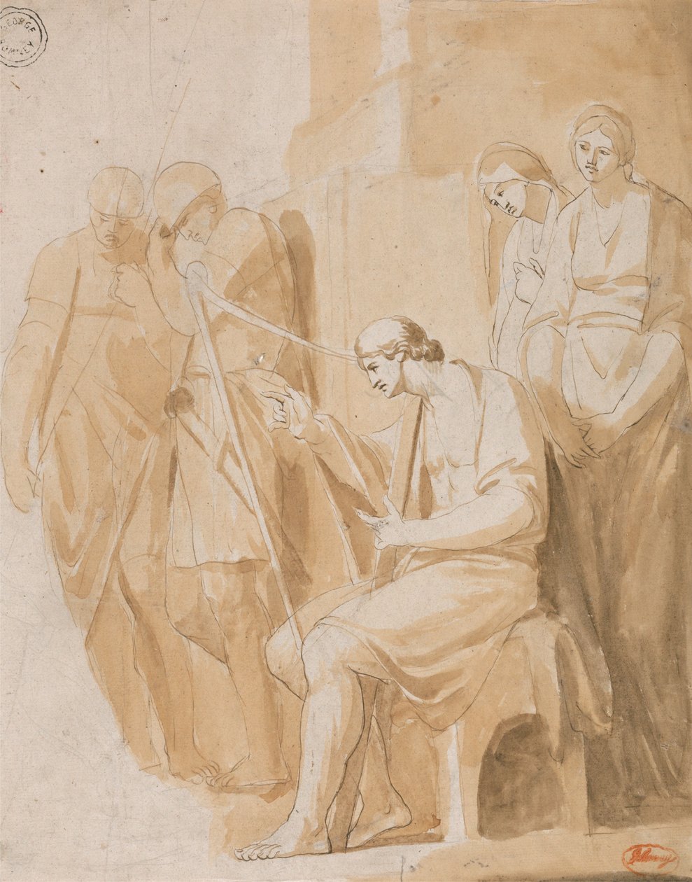 David spiller på harpe av George Romney