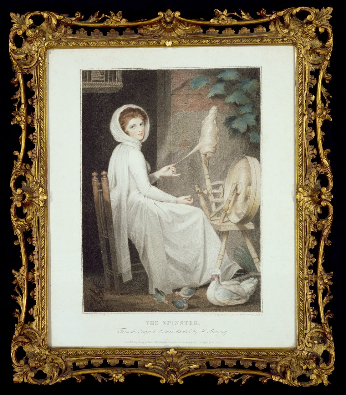 The Spinner (gravering av Thomas Cheesman, etter G. Romney, utgitt av John og Josiah Boydell 1789) av George Romney