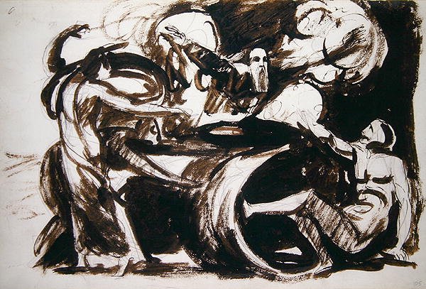 Dream of Atossa (penn og blekk og vask over grafitt på papir) av George Romney