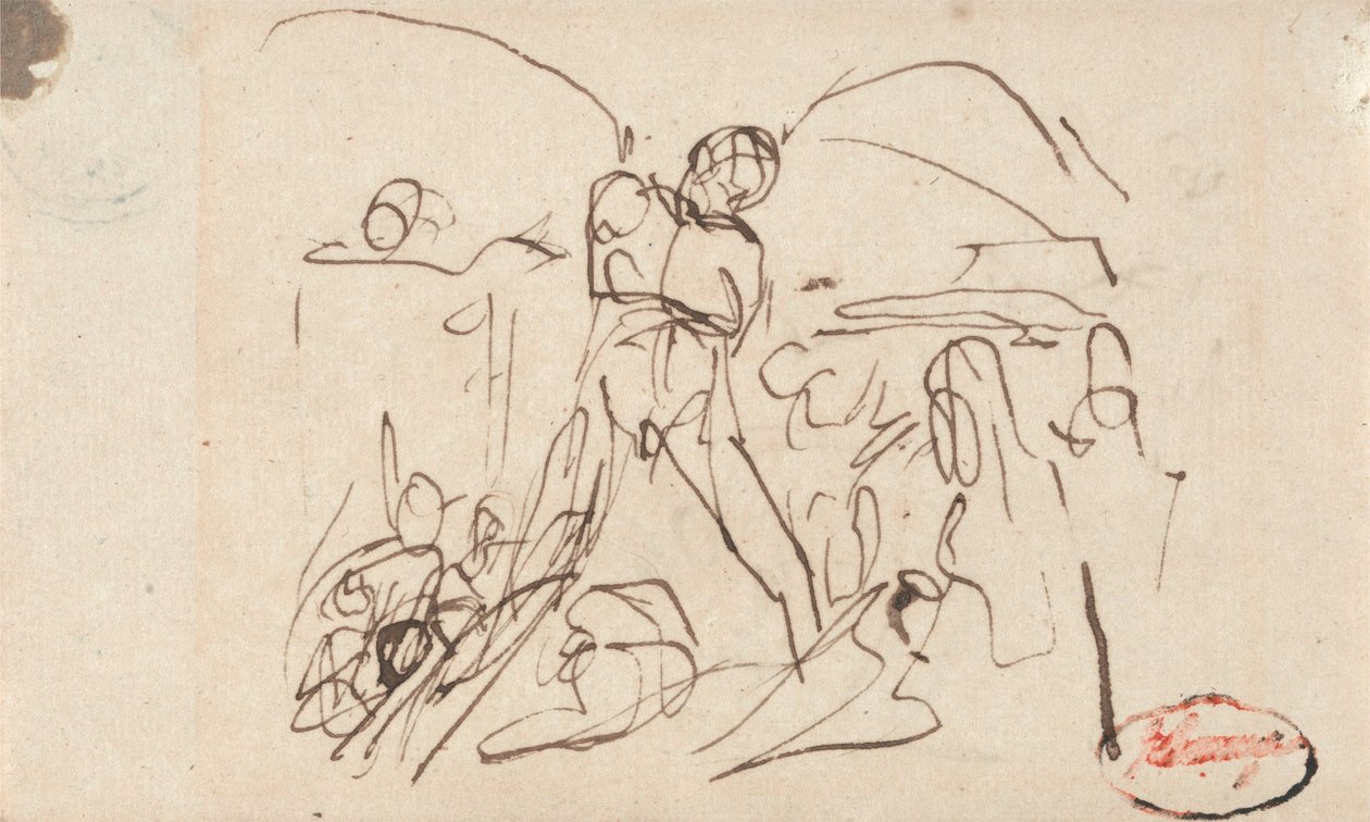 Figurkomposisjon; muligens Samson og Delila av George Romney