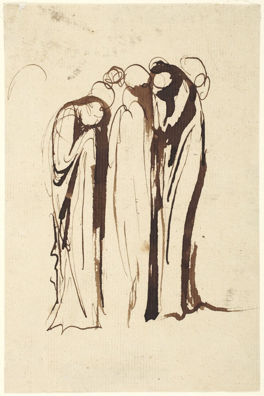 En gruppe stående figurer som gråter av George Romney