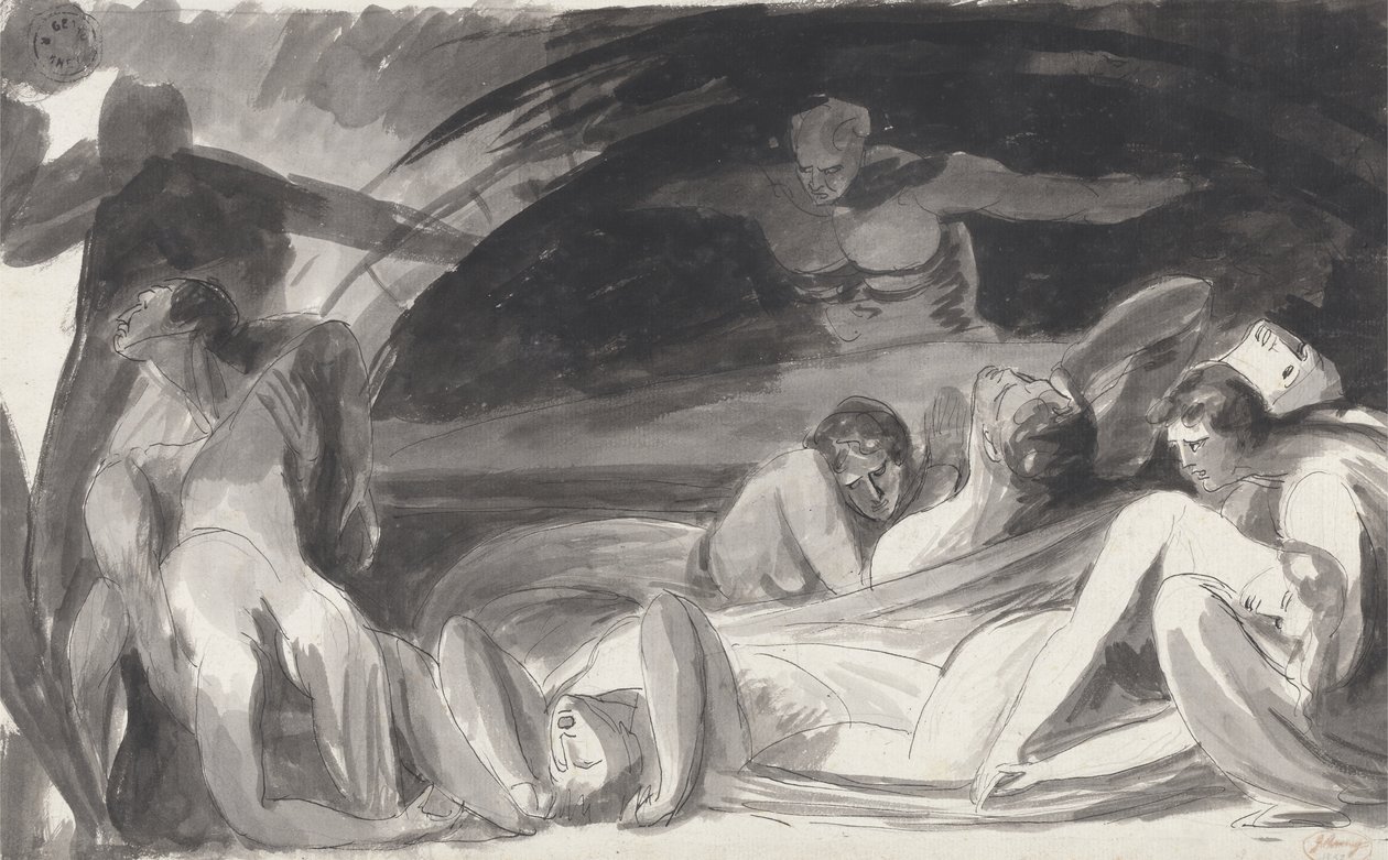 Howard besøker et fengsel (penn og blekk og vask over grafitt på lagt papir) av George Romney