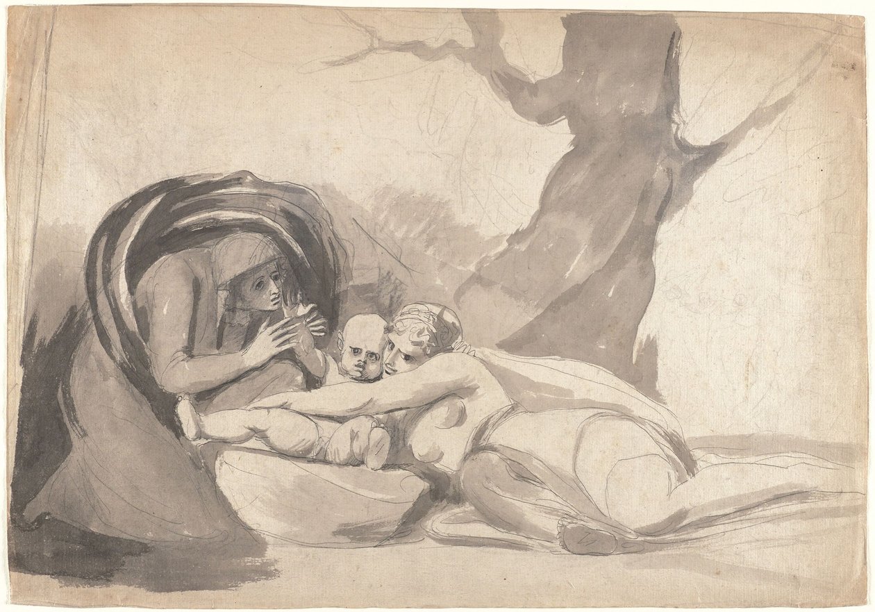 Den unge Shakespeare, oppfostret av tragedie og komedie av George Romney