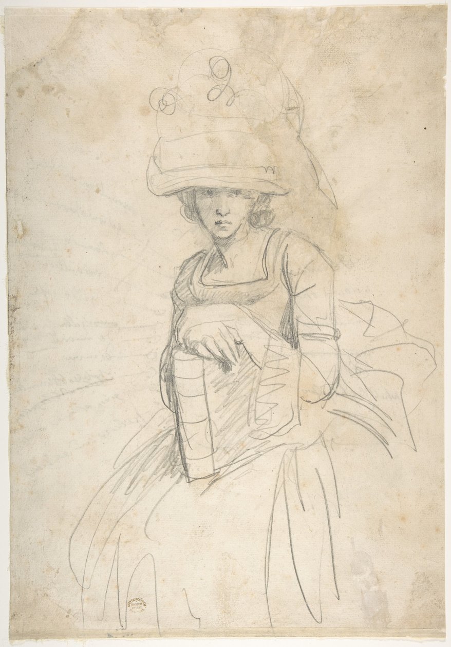 Kvinne med en bok (forsiden); Oversikt over fargeplassering på en palett (baksiden) av George Romney