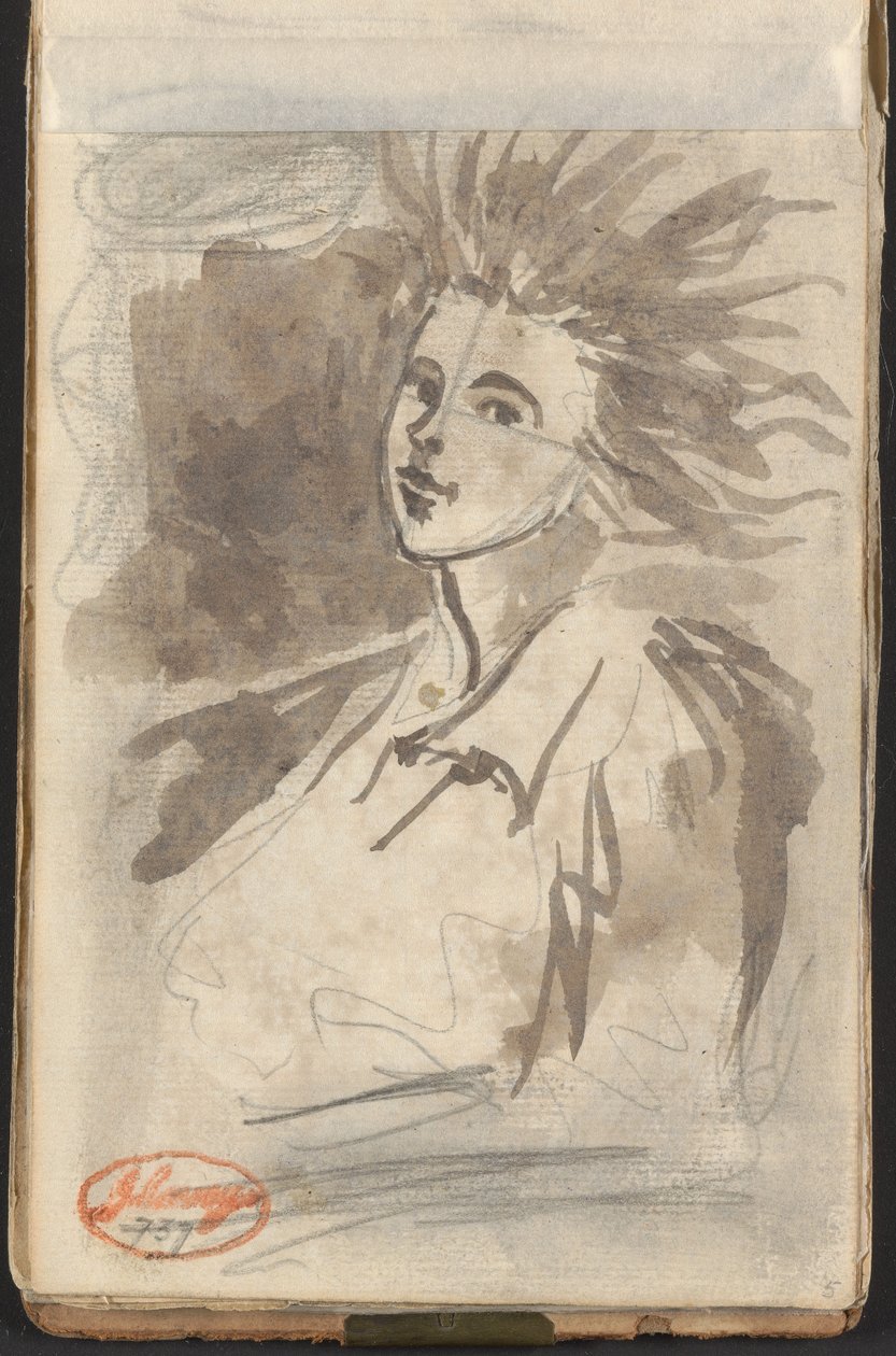 Dame med bølgende hår av George Romney