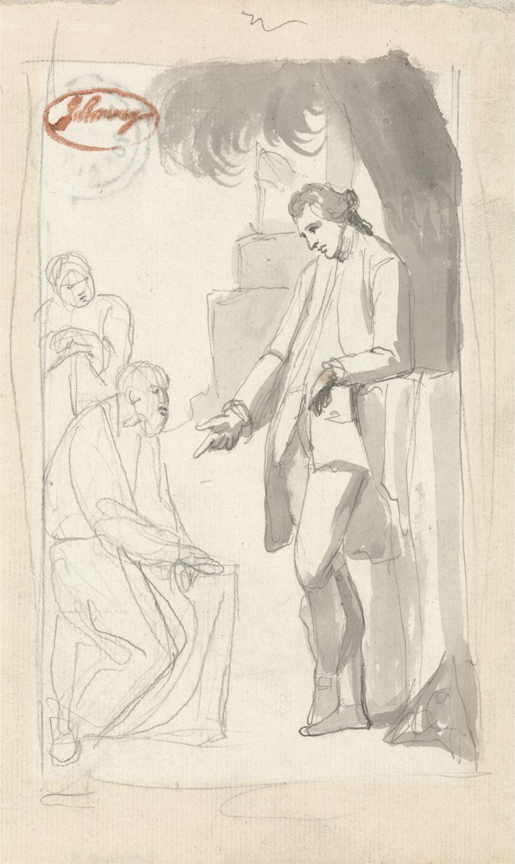 Major Pierson and the Brahman (grå vask og grafitt på lagt papir) (se 153906) av George Romney