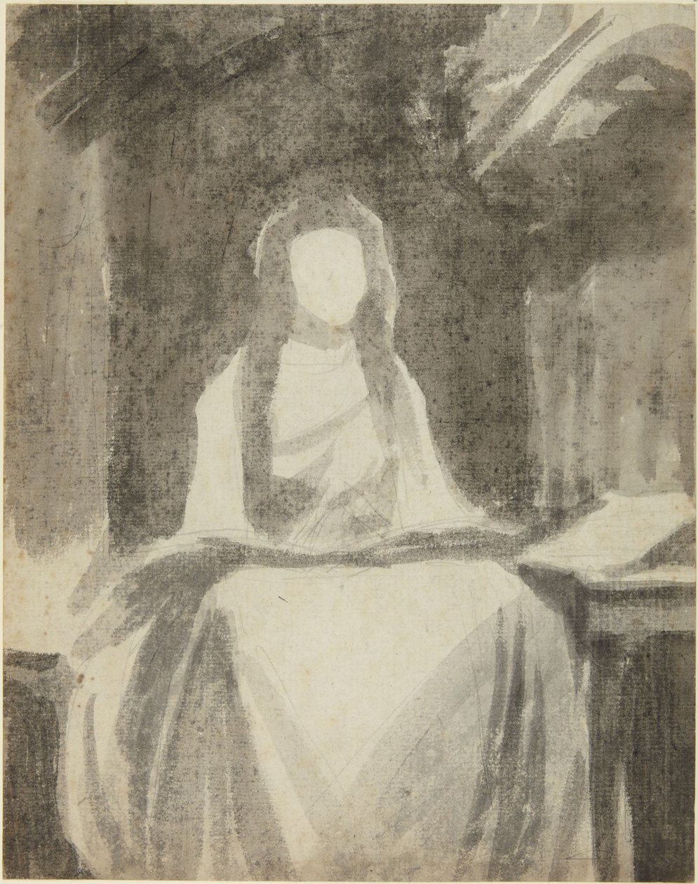 Portrettstudie av Lady Hamilton som St. Cecilia av George Romney