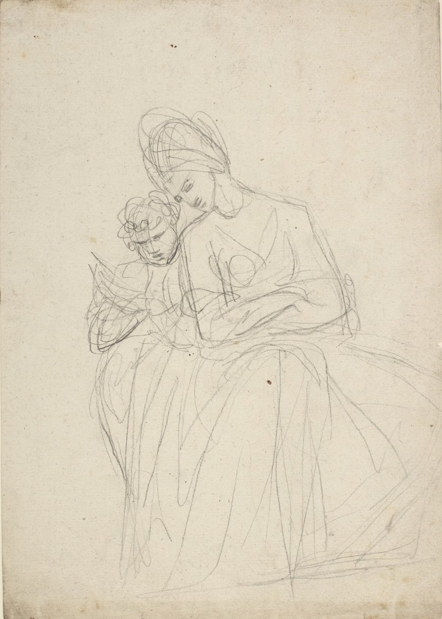 Portrettstudie av en sittende kvinne med barn av George Romney