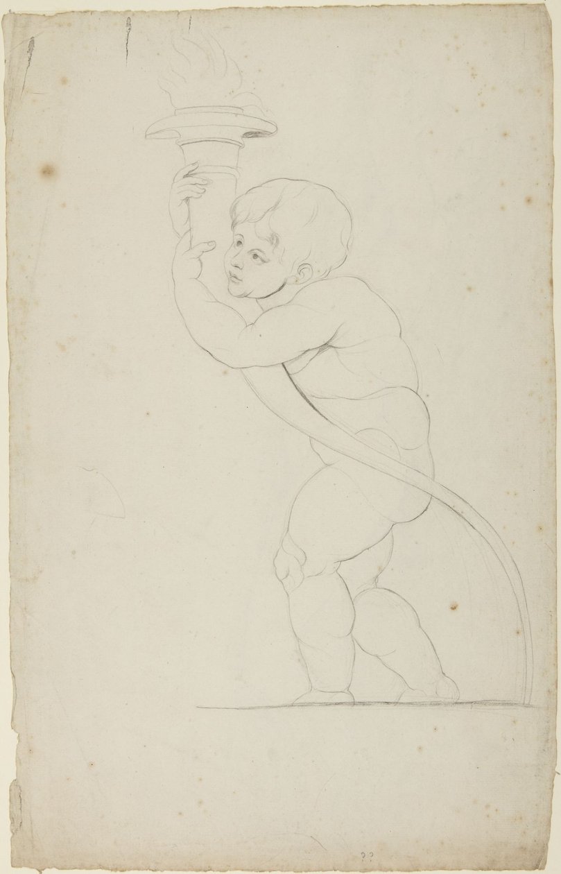 Putto som holder en fakkel av George Romney