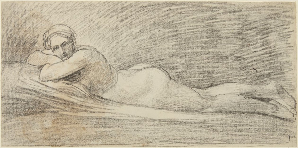 Liggende kvinnelig nakenmodell av George Romney
