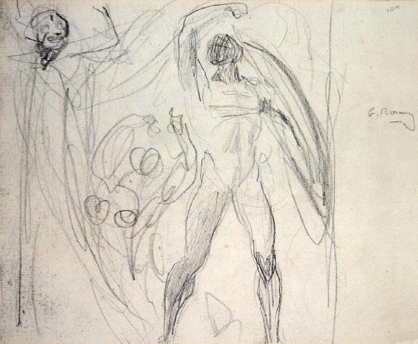 Satan, synd og død (blyant på papir) av George Romney