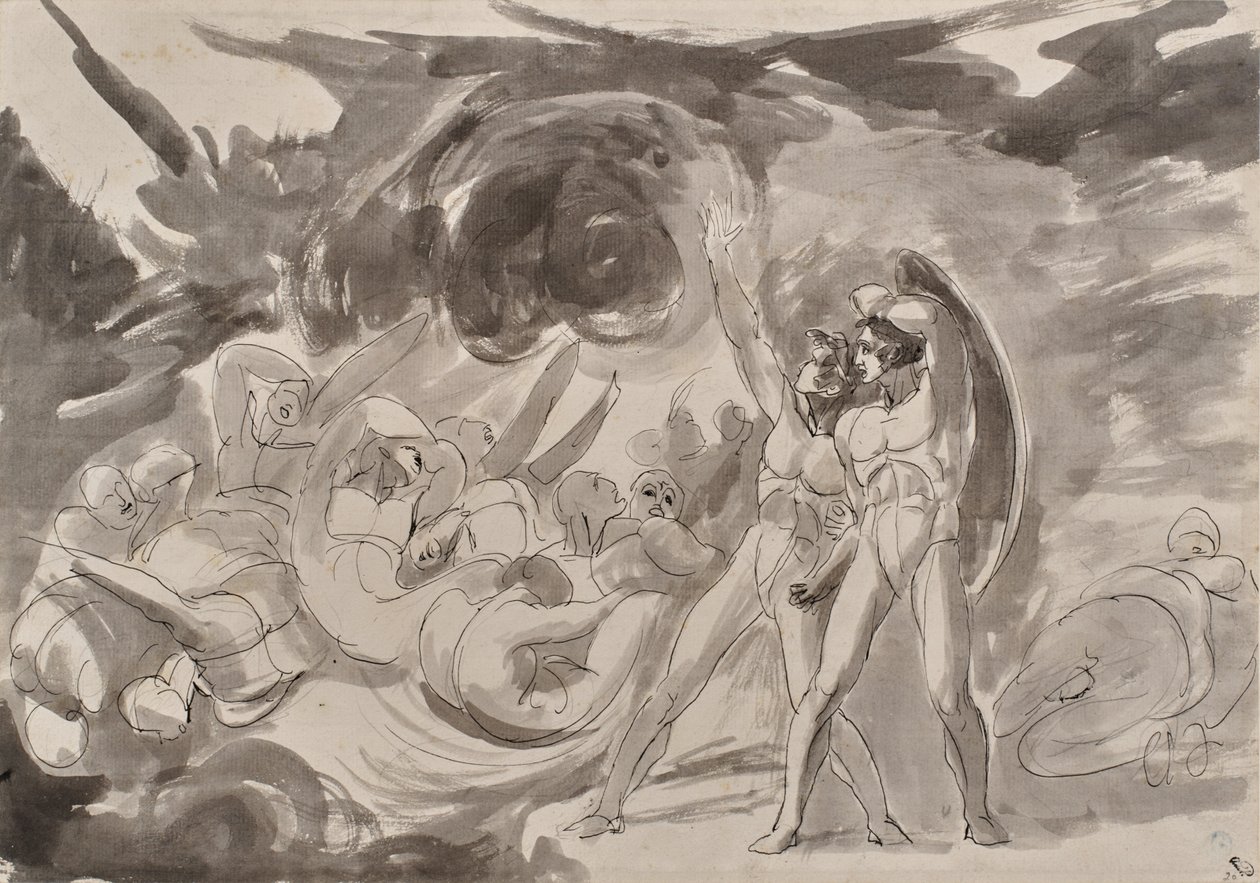 Satan betrakter de falne englene av George Romney