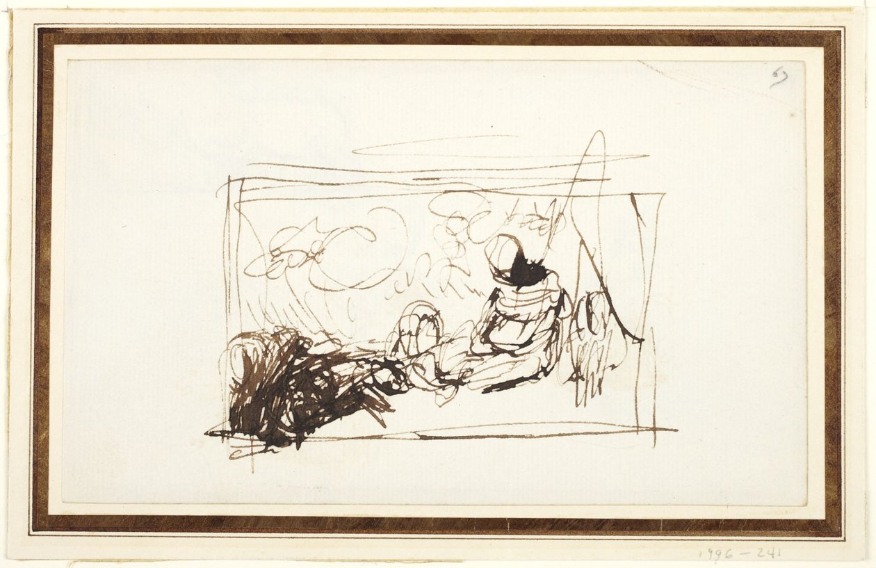Sittende figurer og en geit av George Romney