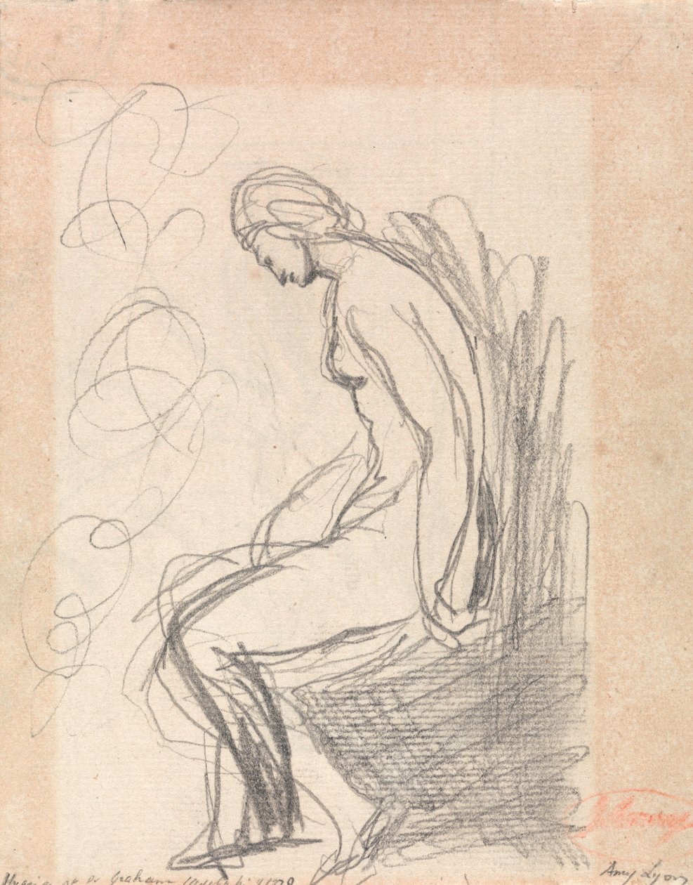 Sittende naken kvinne av George Romney
