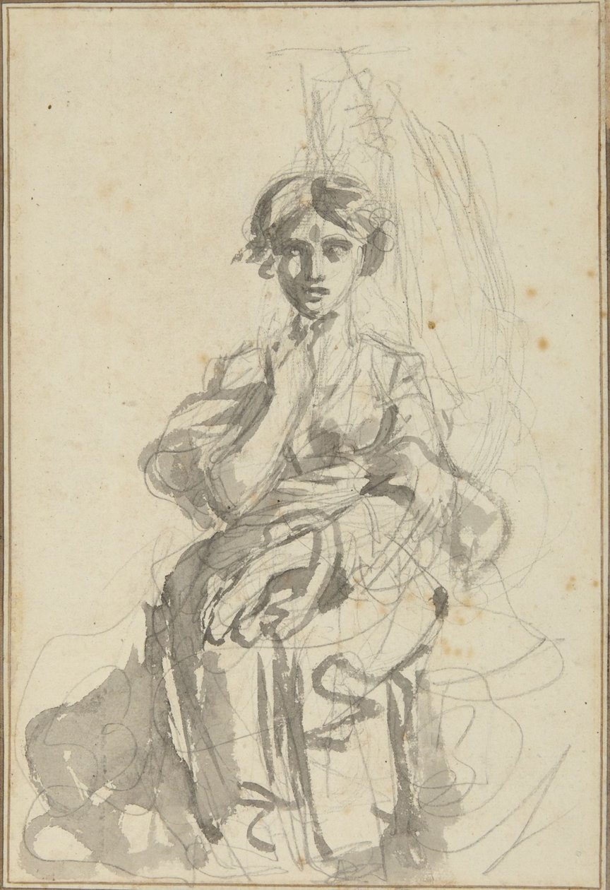Sittende kvinnefigur av George Romney