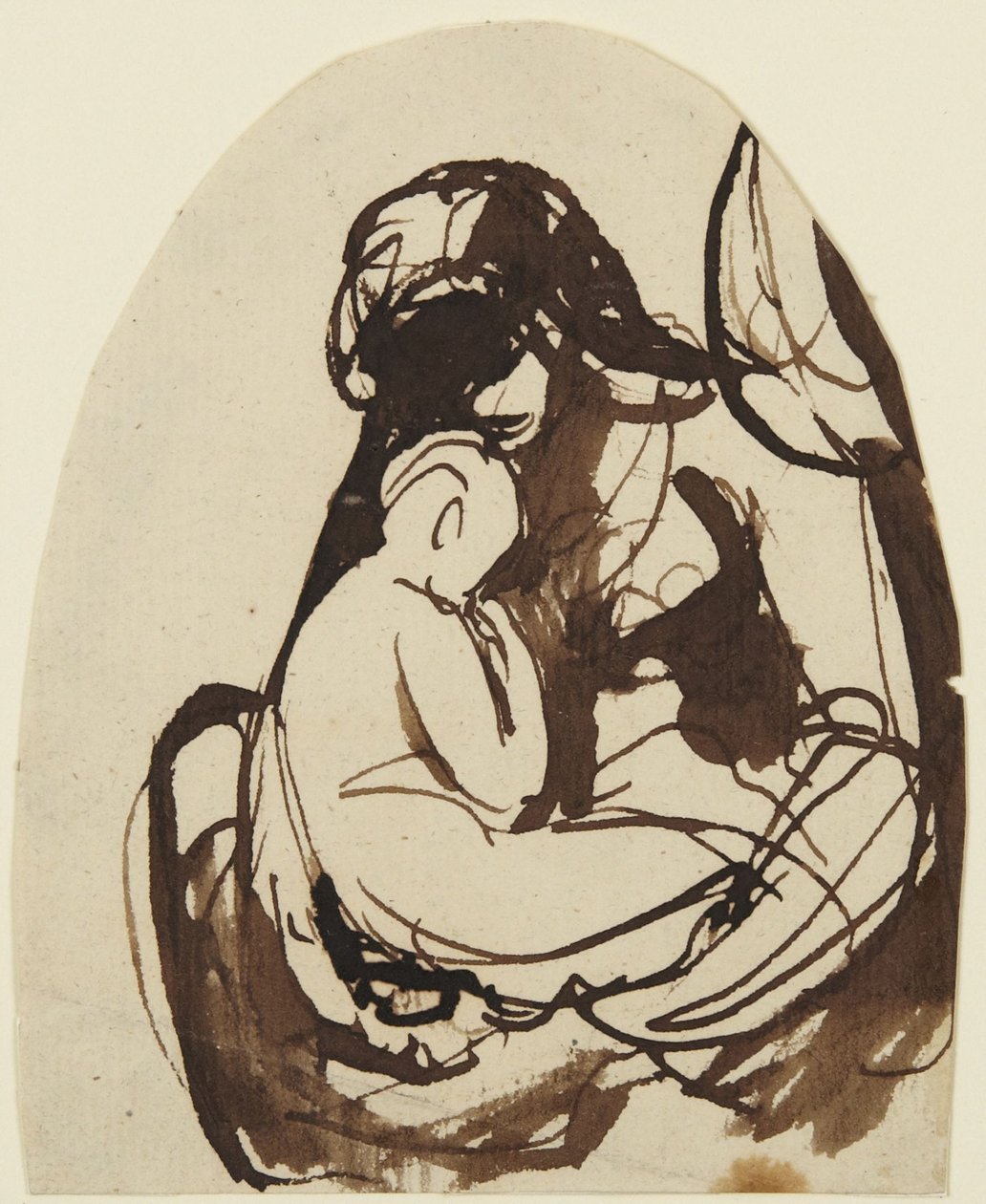 Sittende kvinne som holder et barn av George Romney