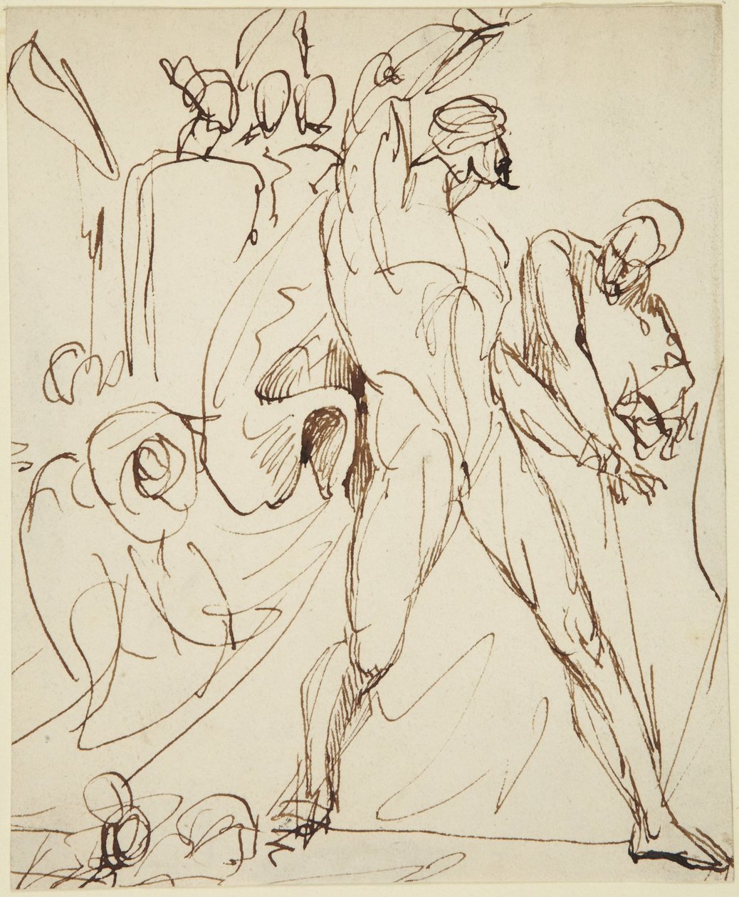 Skisse av Macbeth-figuren i bankettscenen fra *Macbeth* av George Romney
