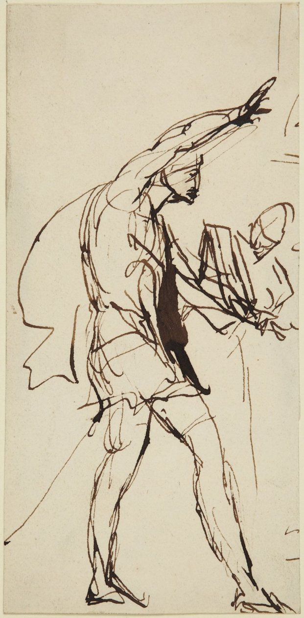 Skisse av Macbeth-figuren i bankettscenen fra *Macbeth* av George Romney