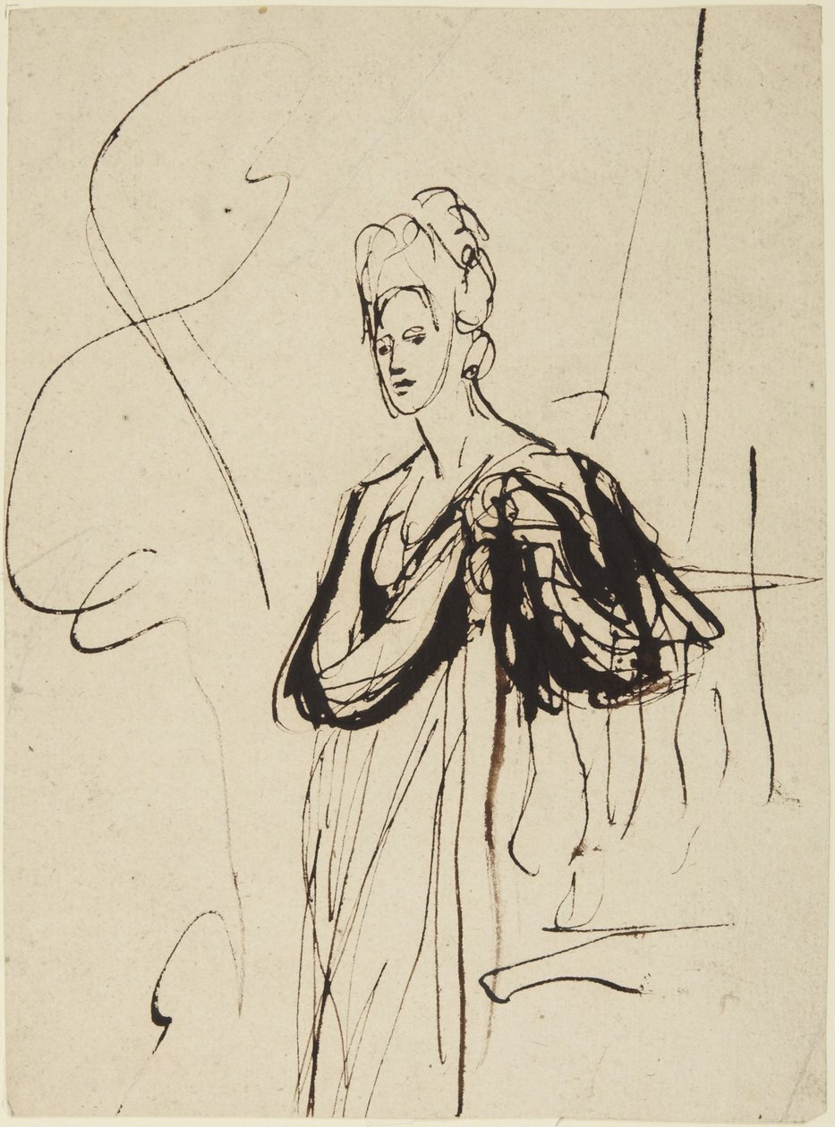 Stående kvinnefigur, halvfigur av George Romney