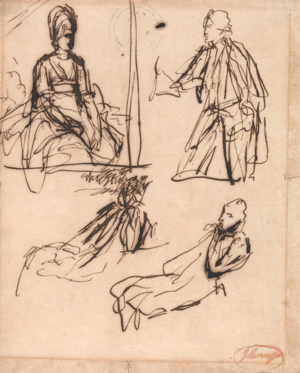 Studier til portretter av en mann og en kvinne av George Romney