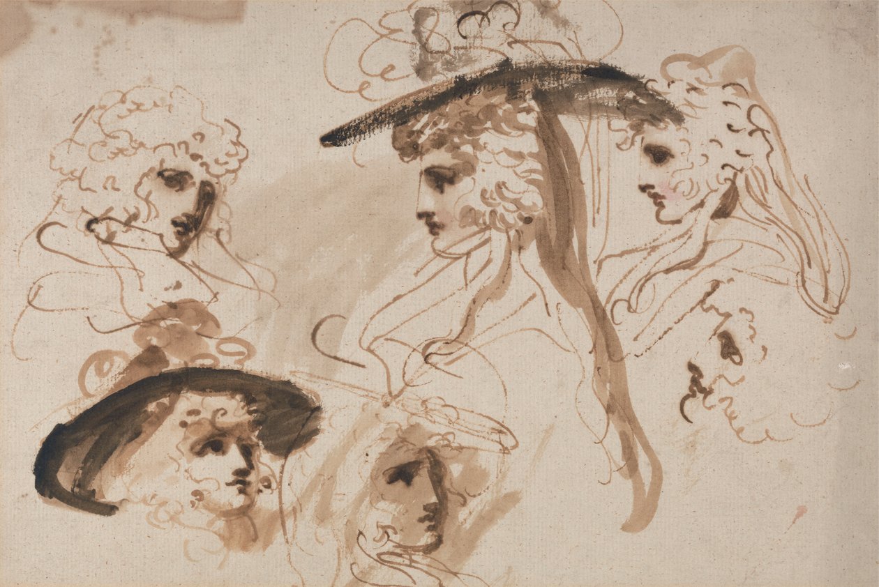 Studier for hodet til en dame (Studies of a Woman's Head) av George Romney