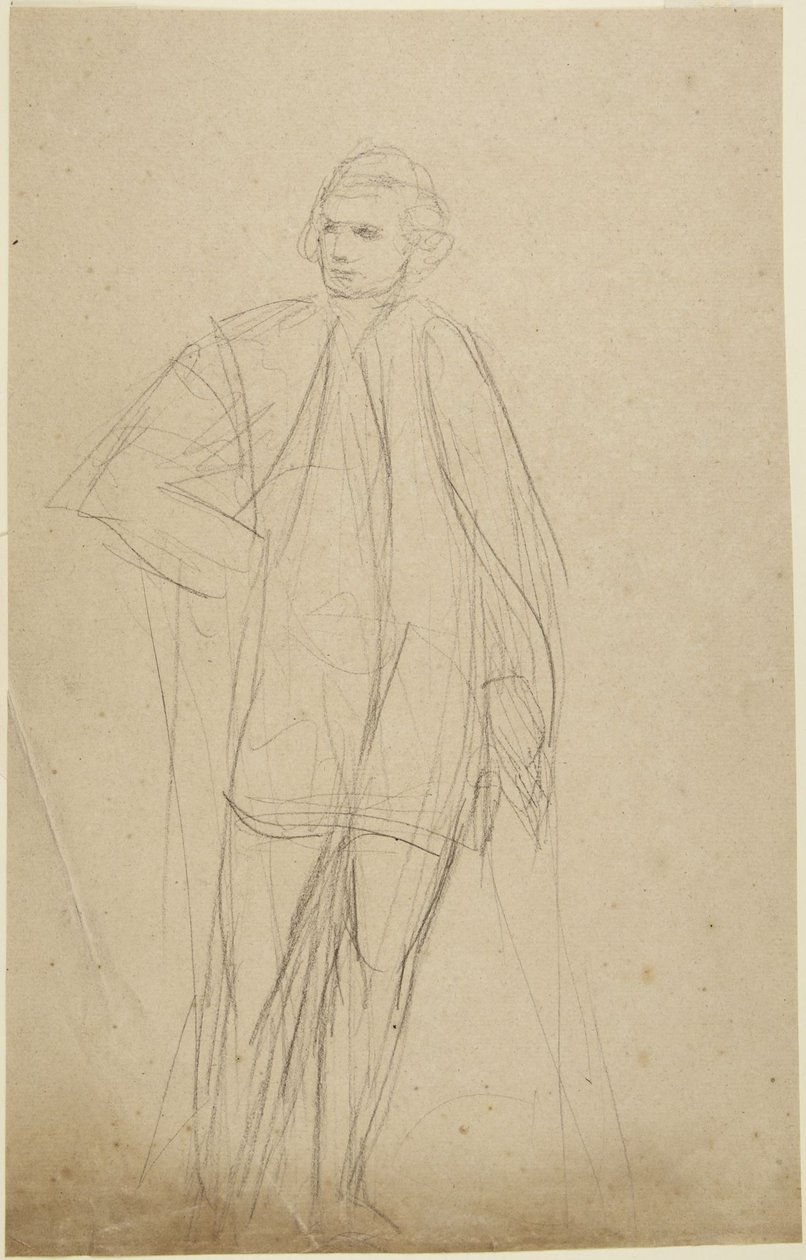 Studie til et helfigurportrett av en mann i kappe av George Romney