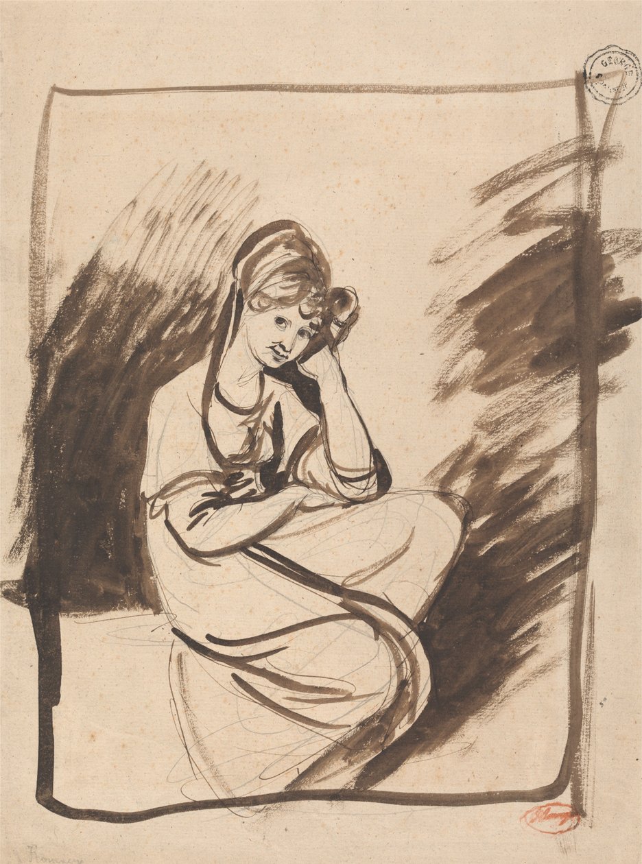 Studie til portrettet av en dame, muligens Elizabeth, grevinne av Derby av George Romney