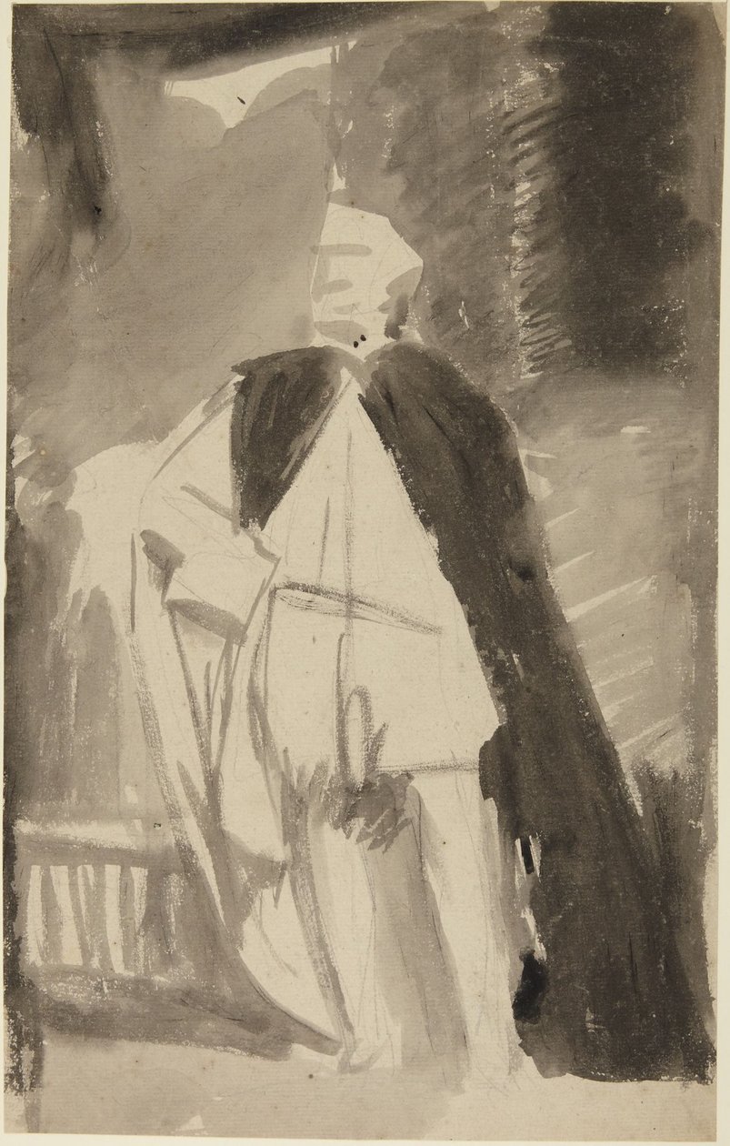 Studie til portrettet av en mann i en lang kappe av George Romney