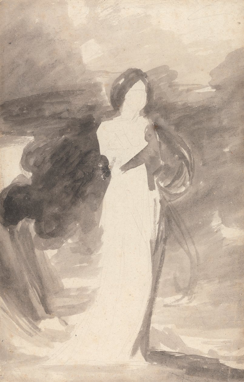 Studie av en dame som står av George Romney