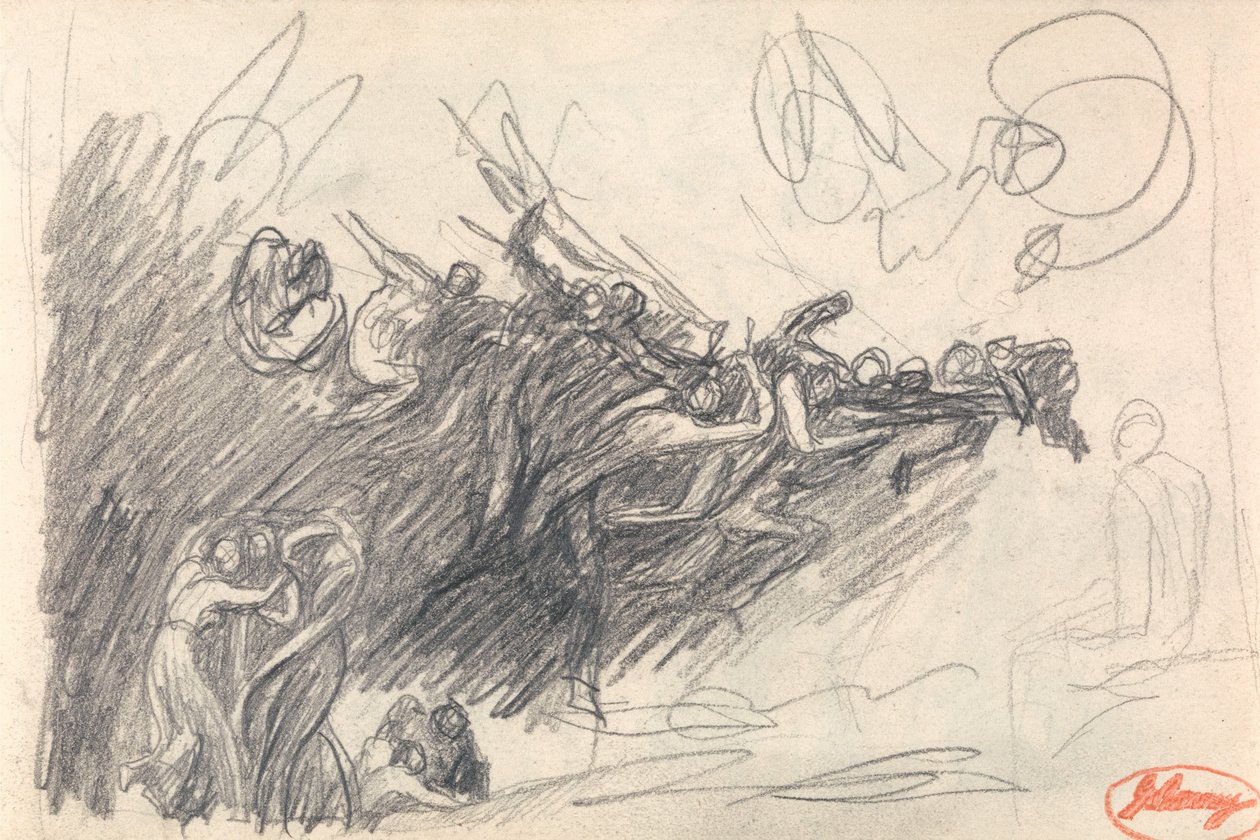 De tre gratiene og djevlene som håner Kristus i «Kristi fristelse» av George Romney