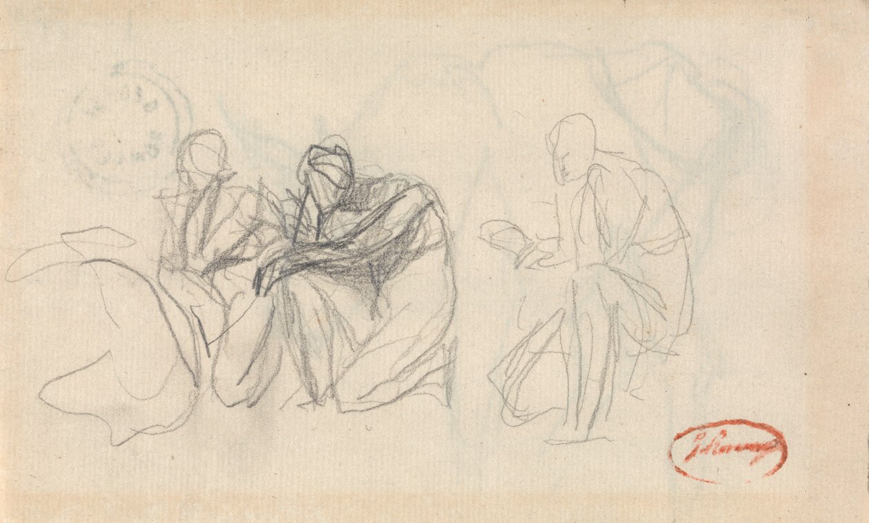 Tre knelende figurer av George Romney