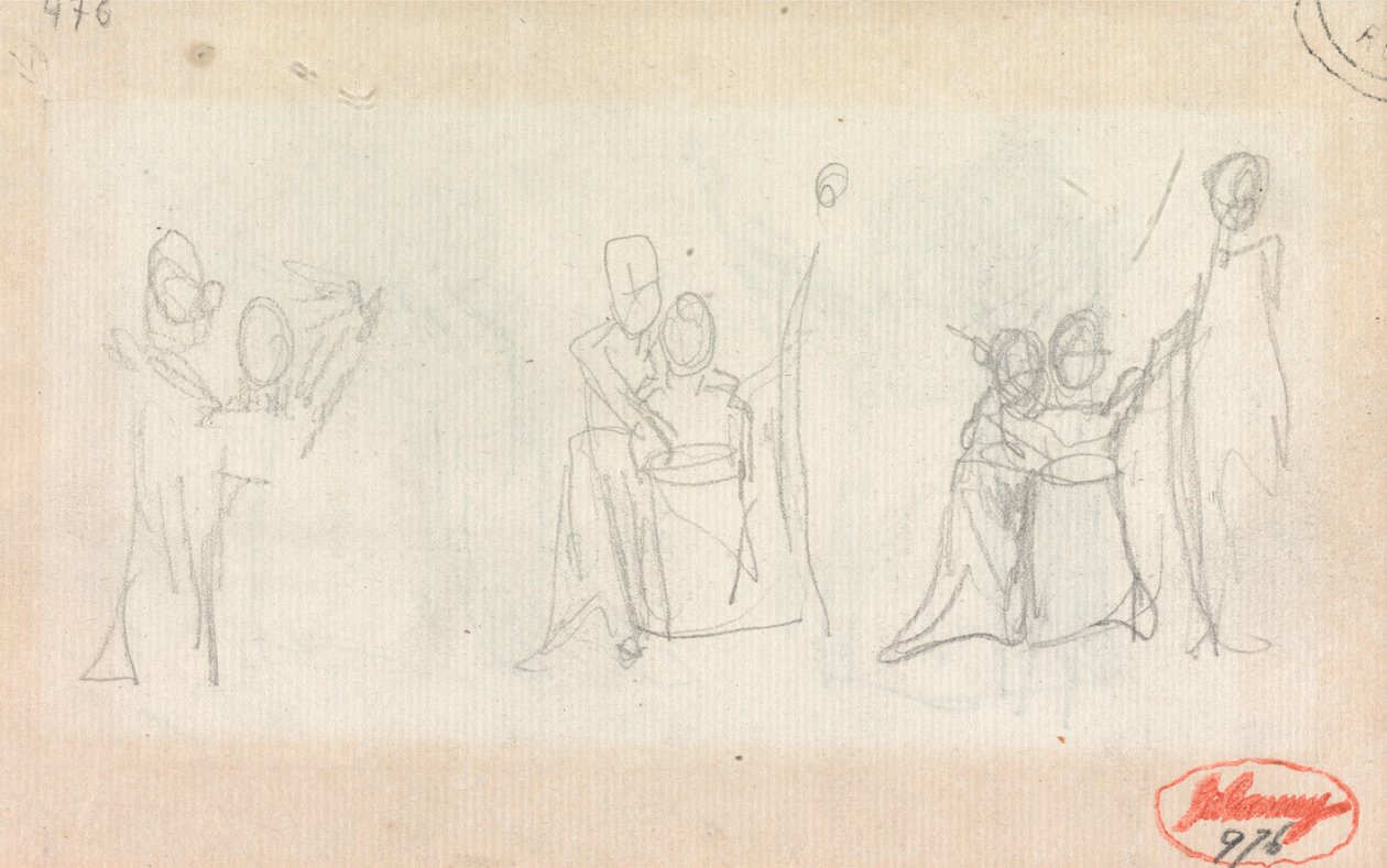 Tre studier til et portrett av en kvinne med to barn av George Romney