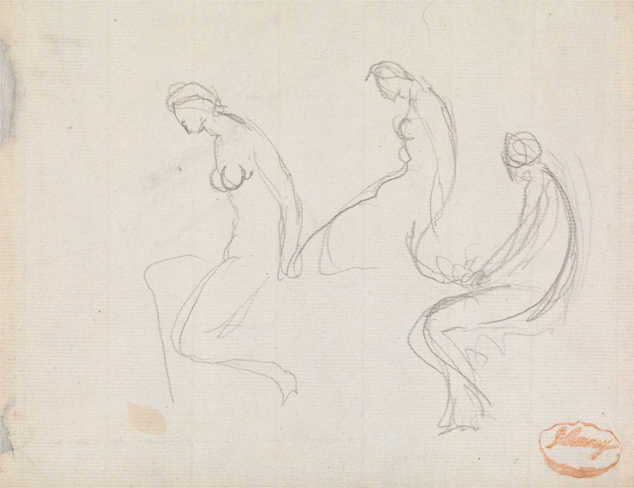 Tre studier av en sittende kvinne av George Romney