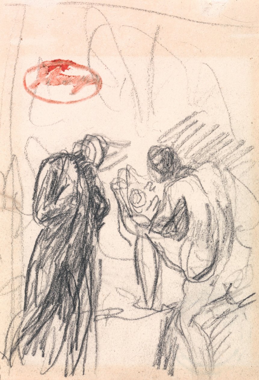To figurer, med én mannlig nakenfigur som kneler av George Romney