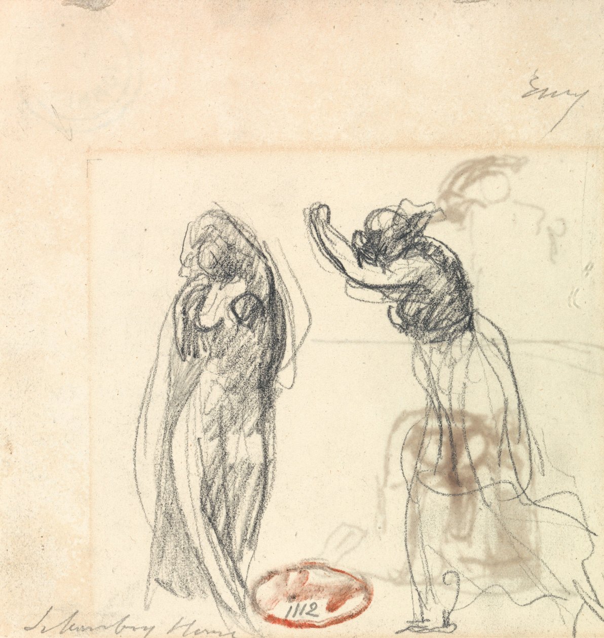 To skisser av en kvinnefigur av George Romney