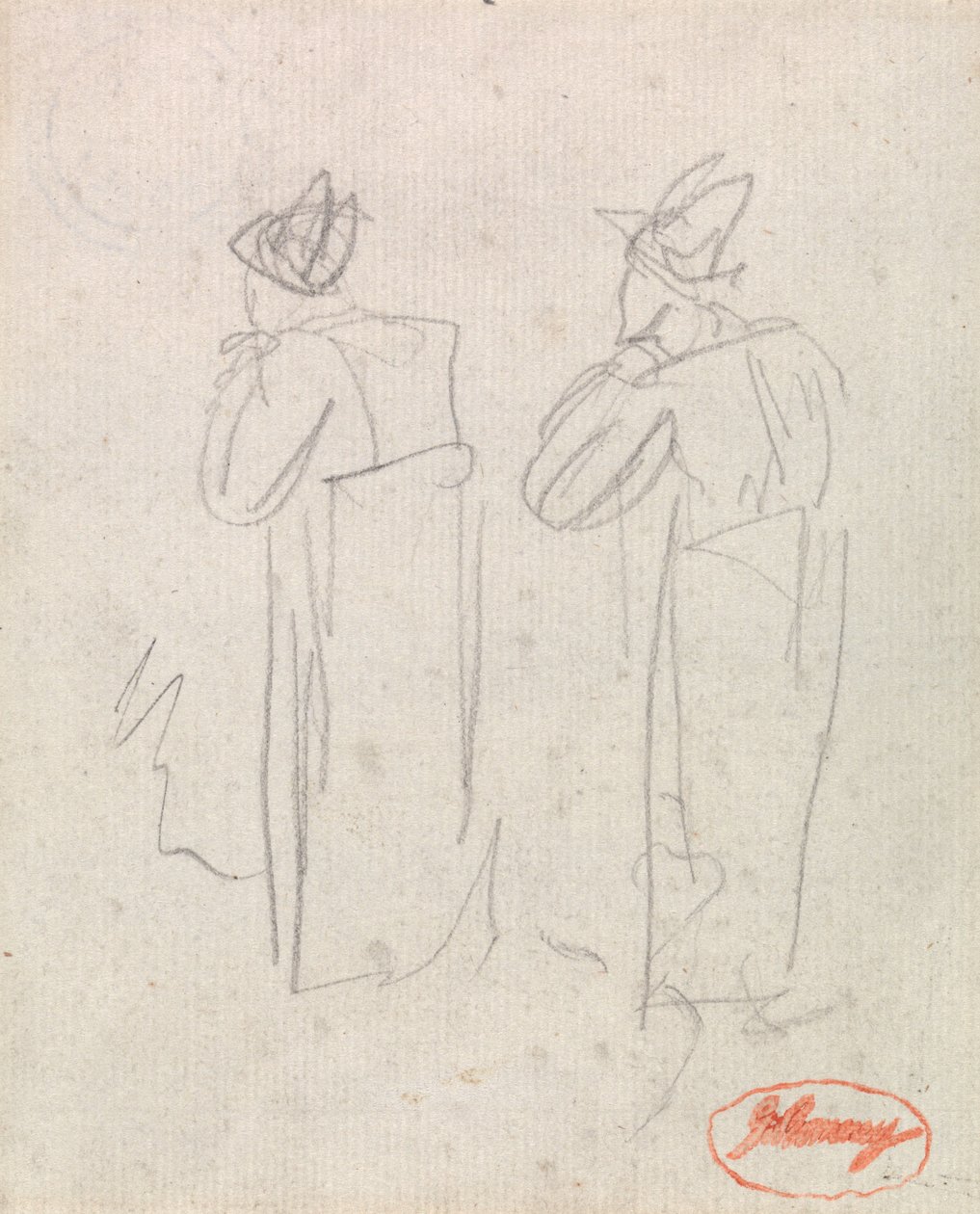 To stående figurer med høye hatter av George Romney