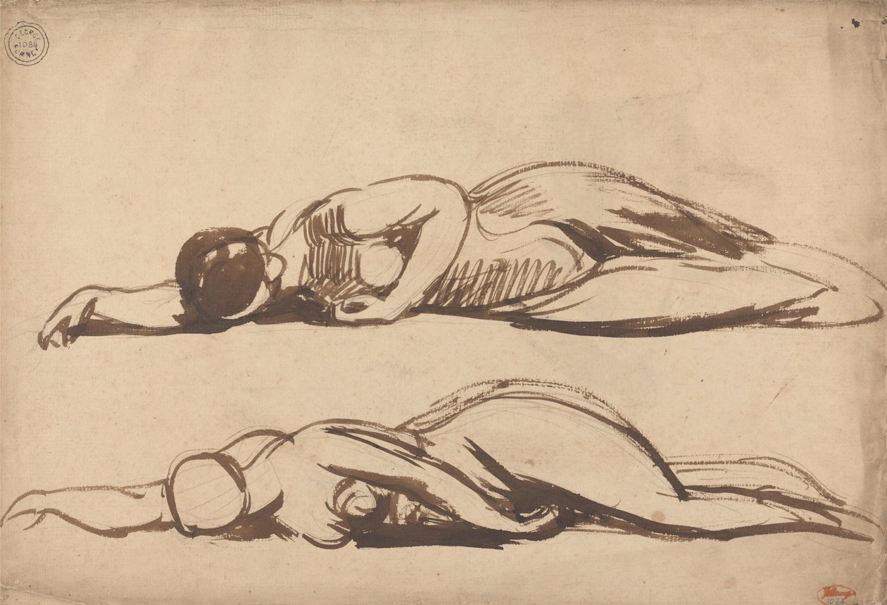 To studier av en knelende kvinne, muligens Santa Cecilia av George Romney