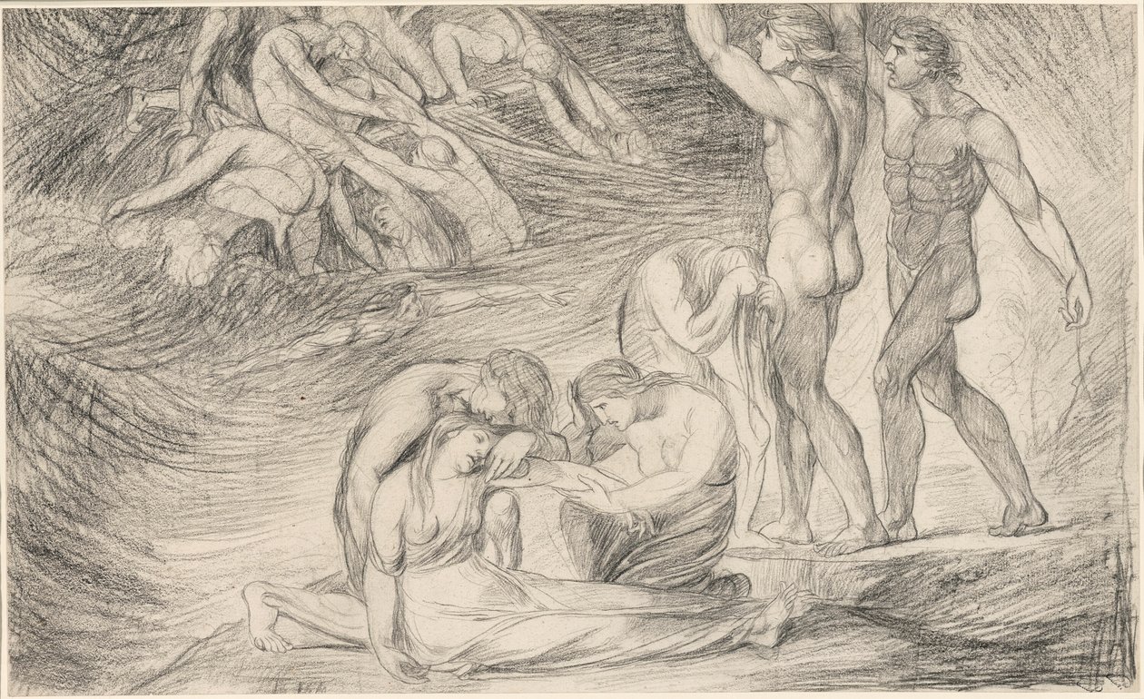 Viola overlever forliset utenfor kysten av Illyria, fra "Twelfth Night" av George Romney